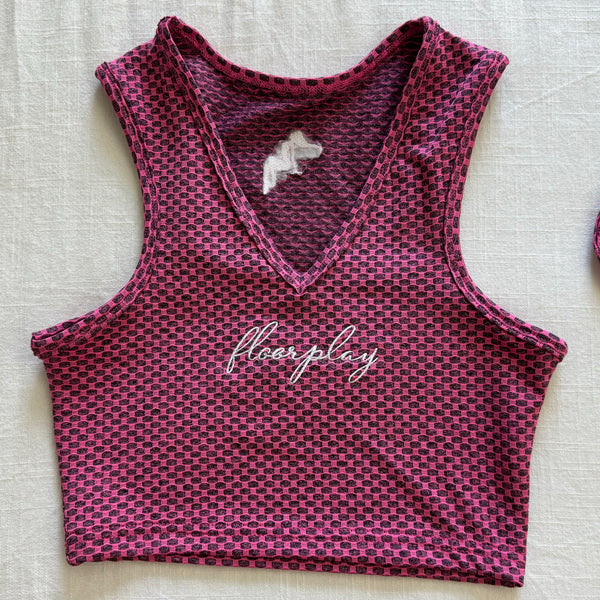 HOT PINK CHECKERED ATHLETIC TOP